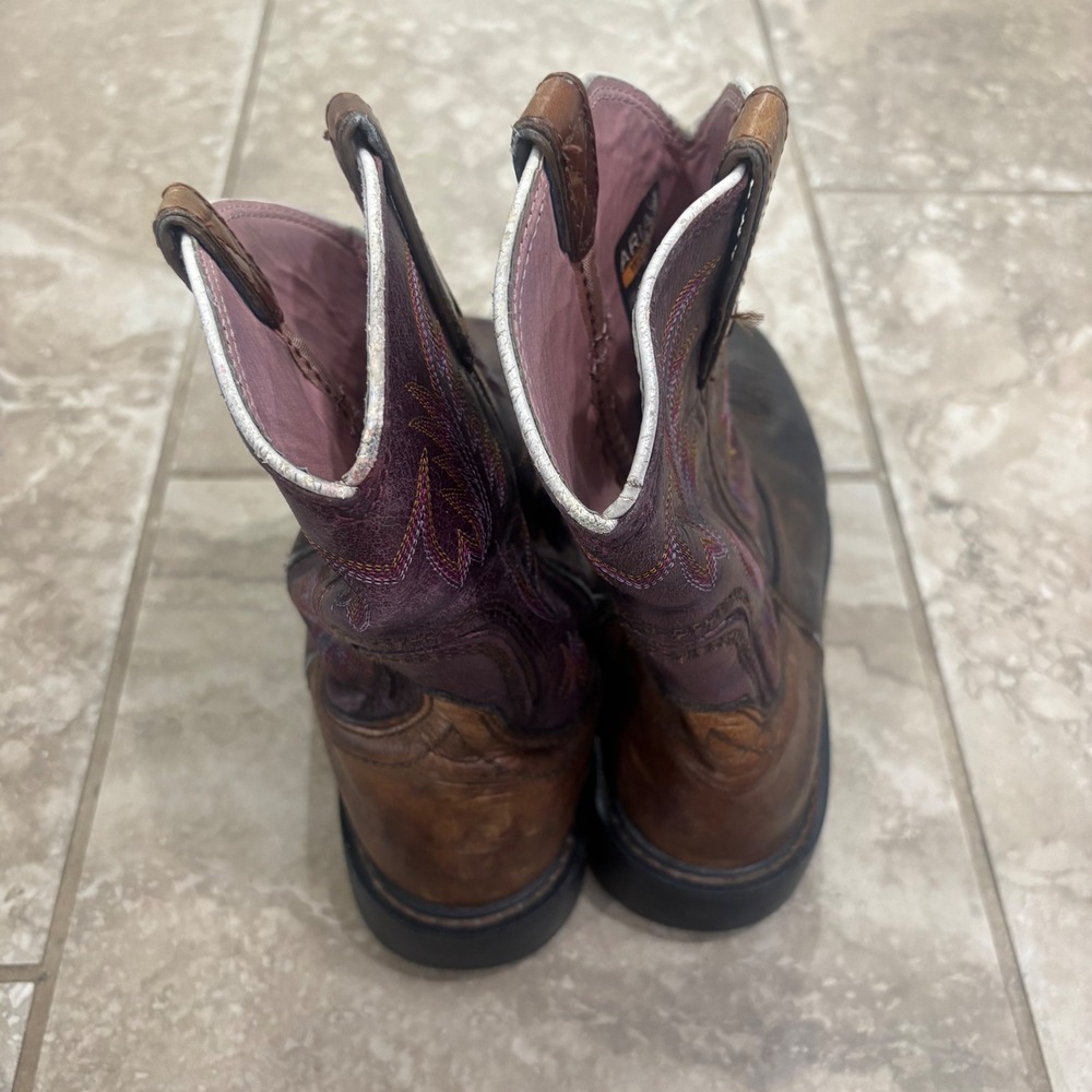 Ariat Womens Krista Steel Toe Work Boots Brown Purple Leather 10009494 Size 6B - Picture 7 of 15